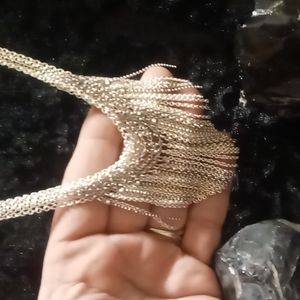 German silver afghan styl necklace. 36 inch. Adjustable.